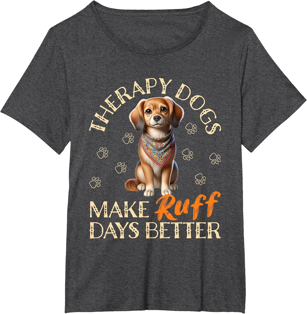 Therapy Dog Team Men Women Kids T-Shirt - Dark Heather Grey
