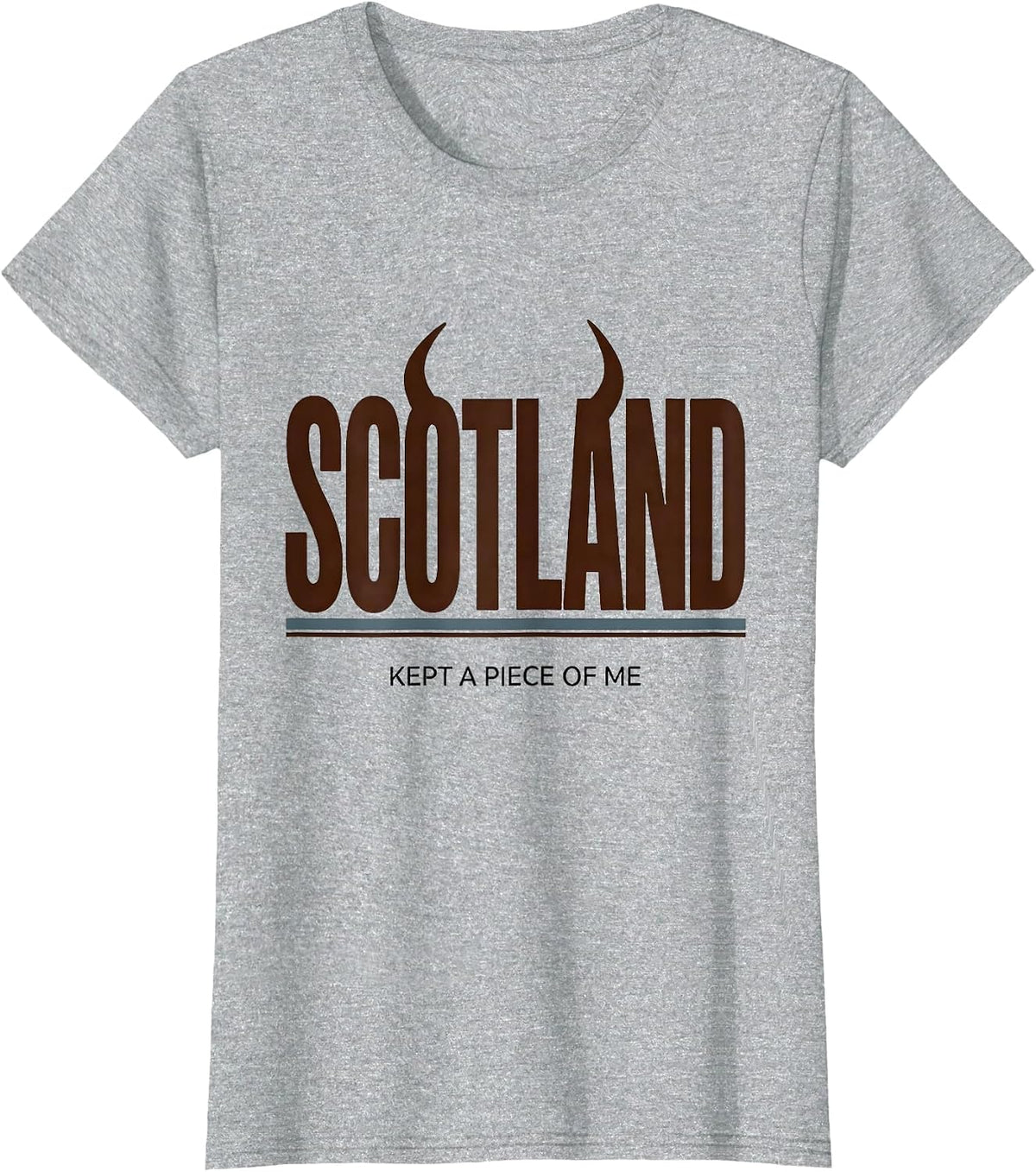 Women's Scotland Kept A Piece Of Me Cute Highland Cow Scottish Humor T-Shirt - Heather Grey