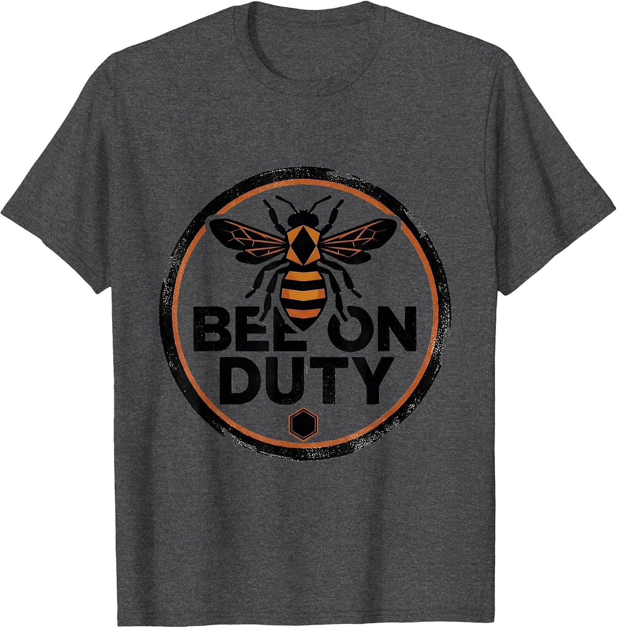 Men's Bee On Duty Rubber Stamp Beekeeper Honey Humor Vintage T-Shirt - Dark Heather Grey