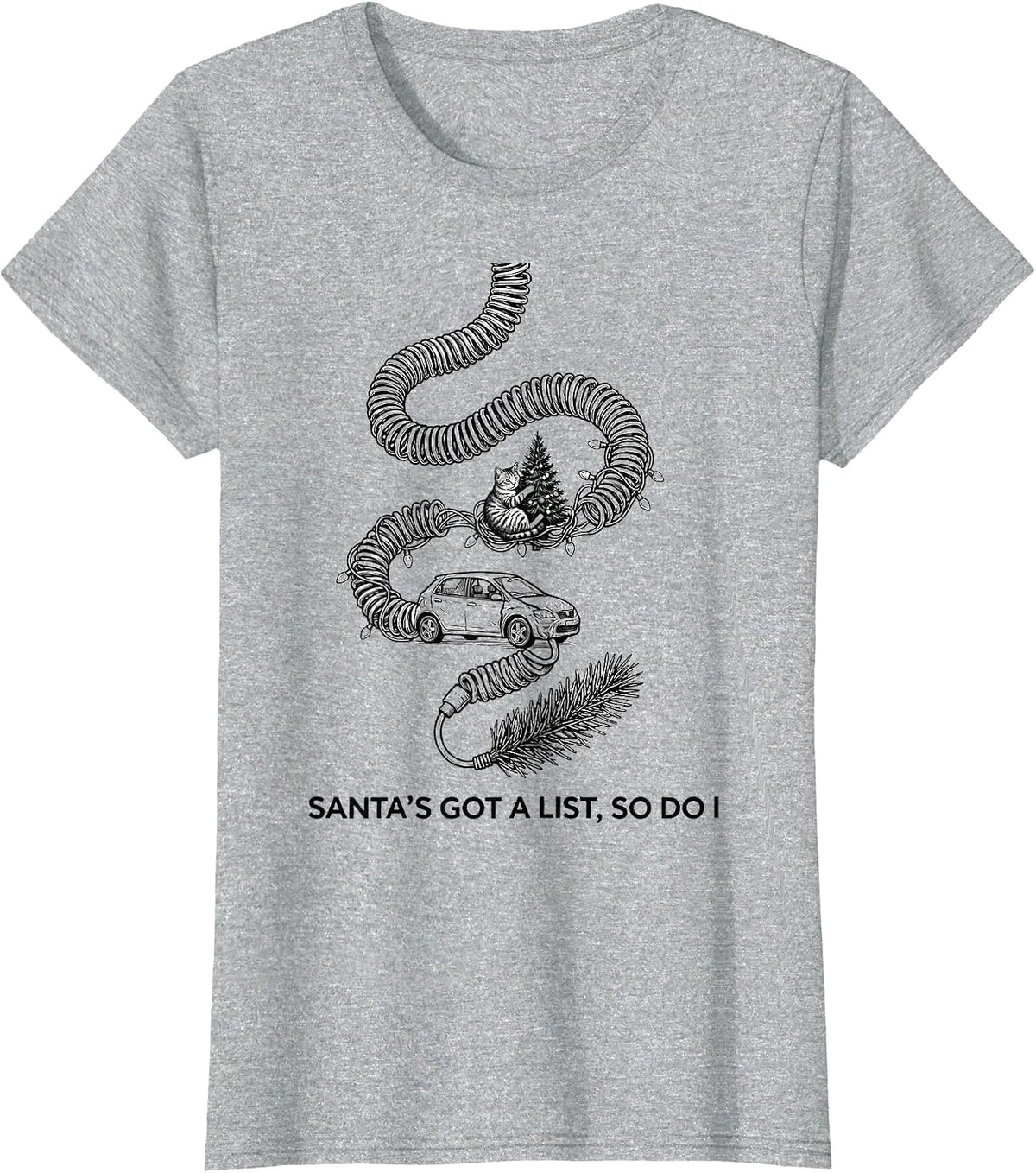 Women's Santa's Got A List So Do I Funny 911 Dispatcher Christmas T-Shirt - Heather Grey
