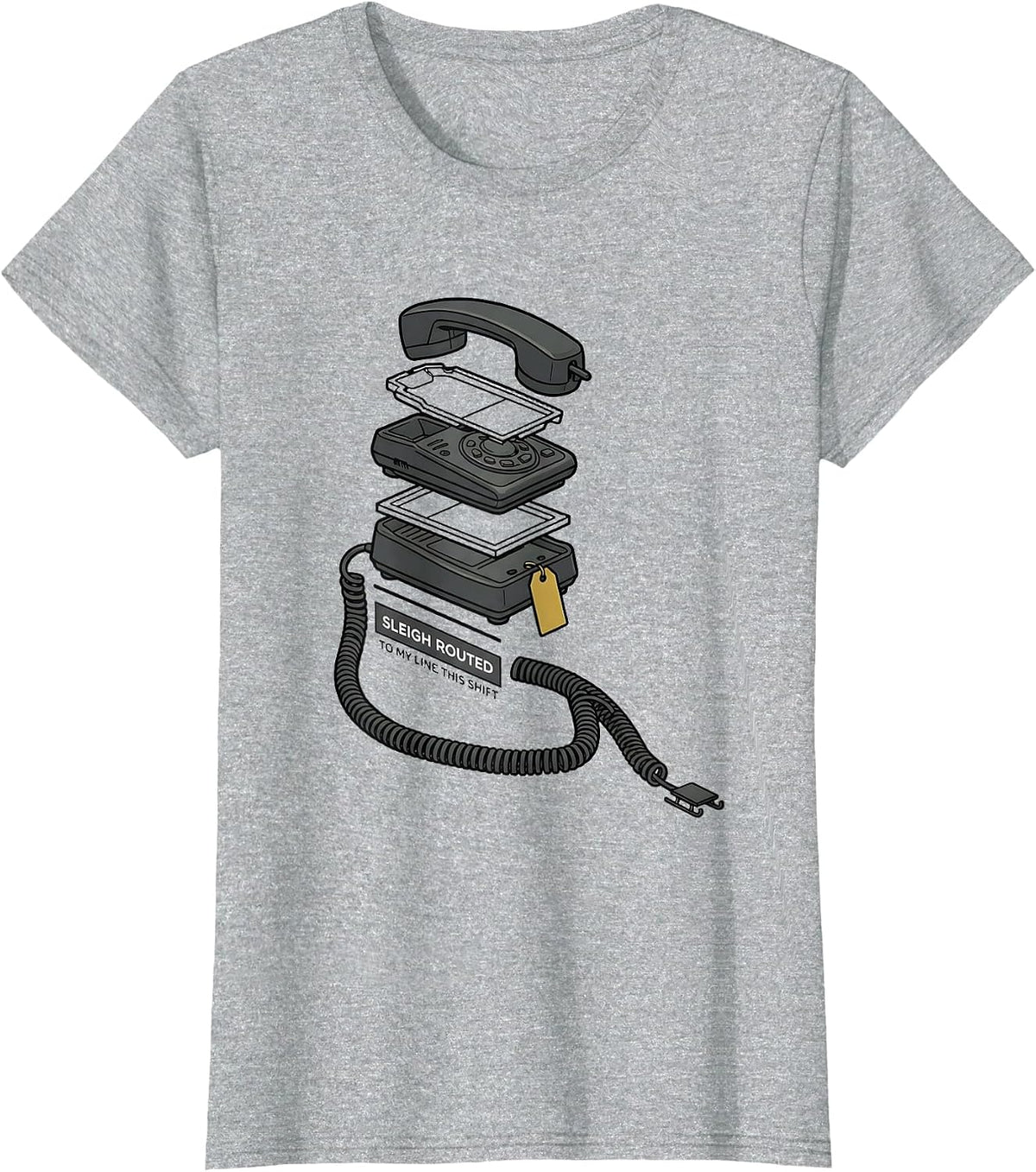 Sleigh Routed To My Line This Shift Funny 911 Dispatcher T-Shirt - Heather Grey