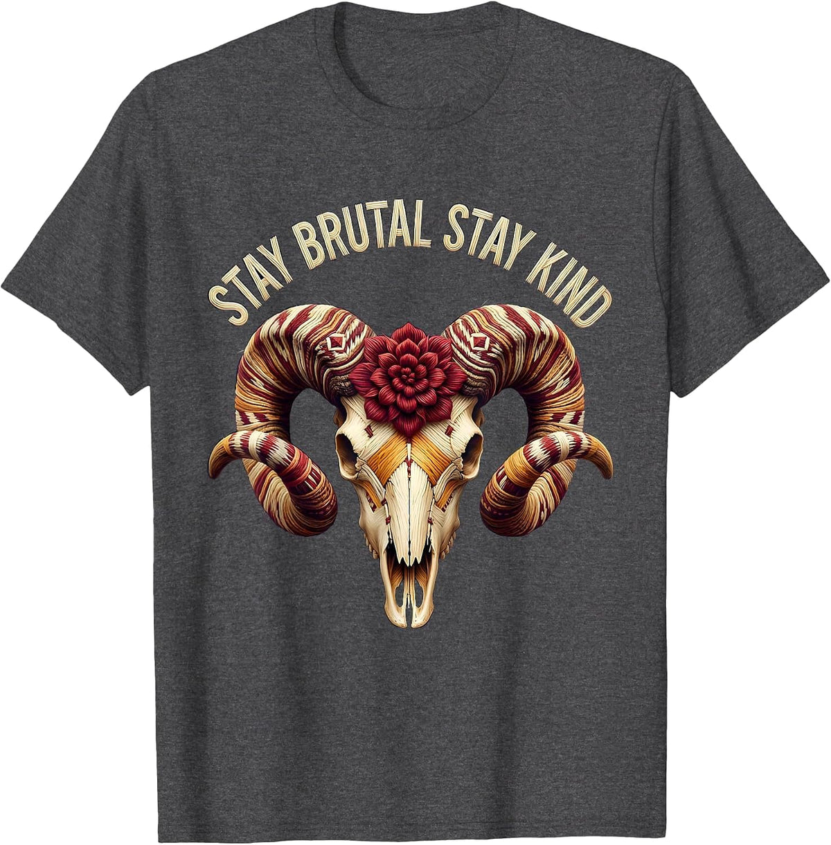 Stay Brutal Stay Kind Heavy Metal Graphic Design T-Shirt - Dark Heather Grey
