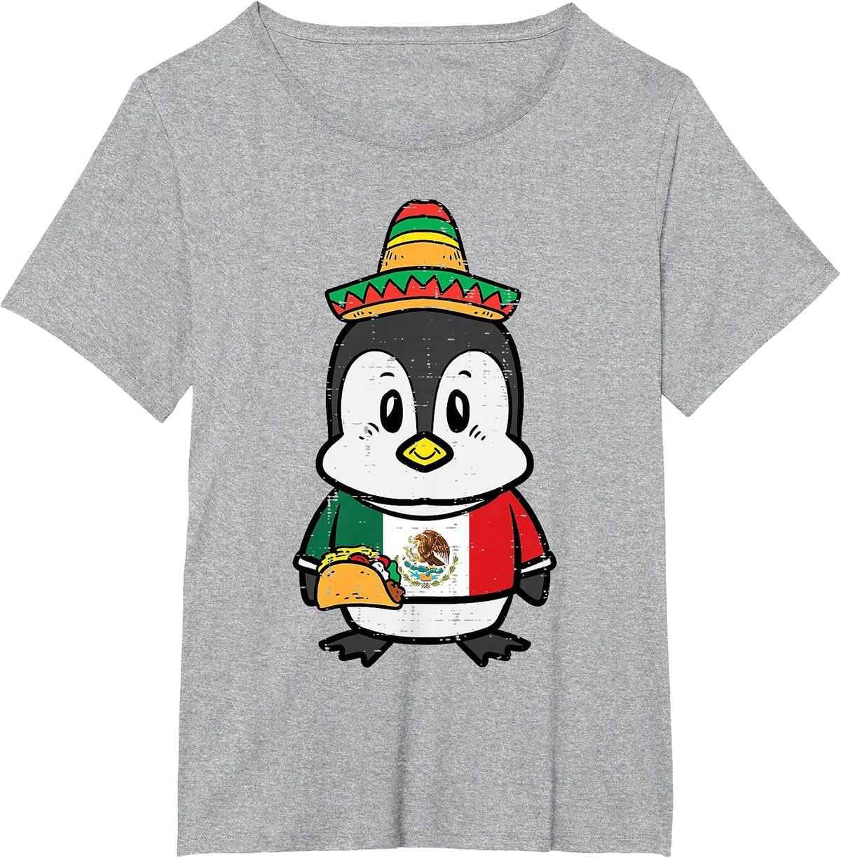 Penguin Mexico Flag Cinco De Mayo Mexican Independence Day T-Shirt - Heather Grey