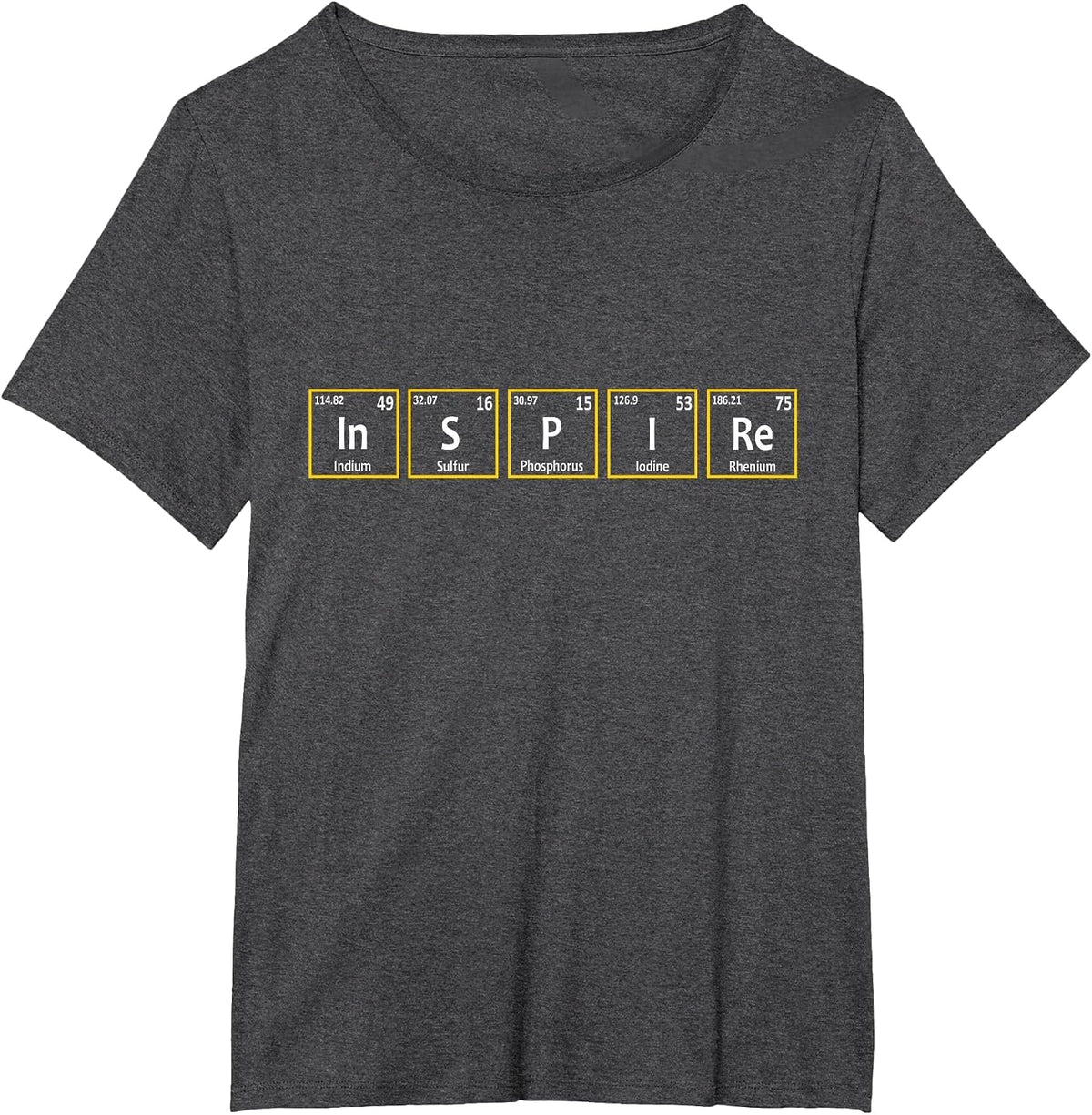 Inspire (in-S-P-I-Re) Periodic Table Elements Spelling T-Shirt - Dark Heather Grey