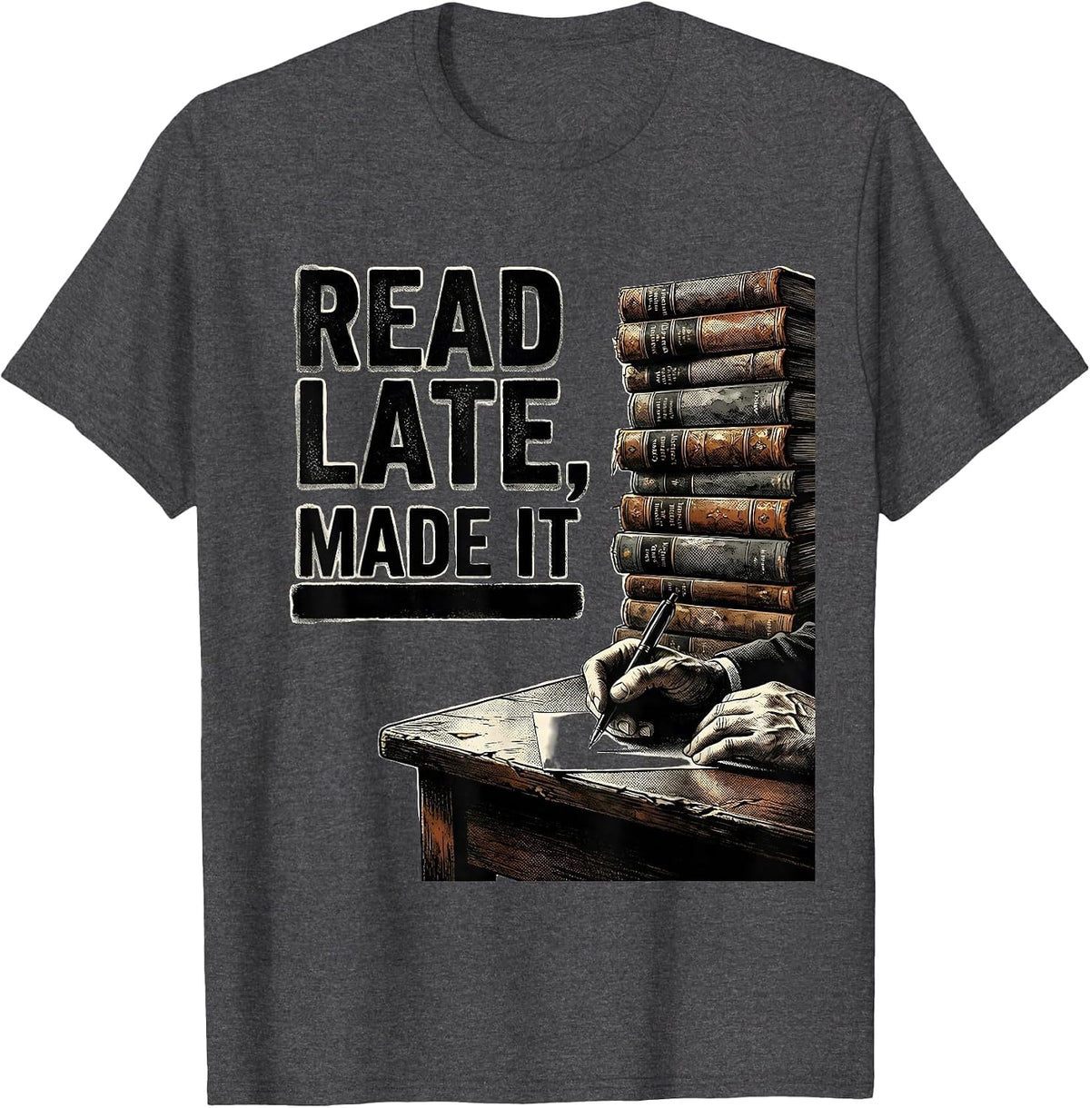 Read Late, Made It Funny Dyslexia Awareness Month Teacher T-Shirt - Dark Heather Grey