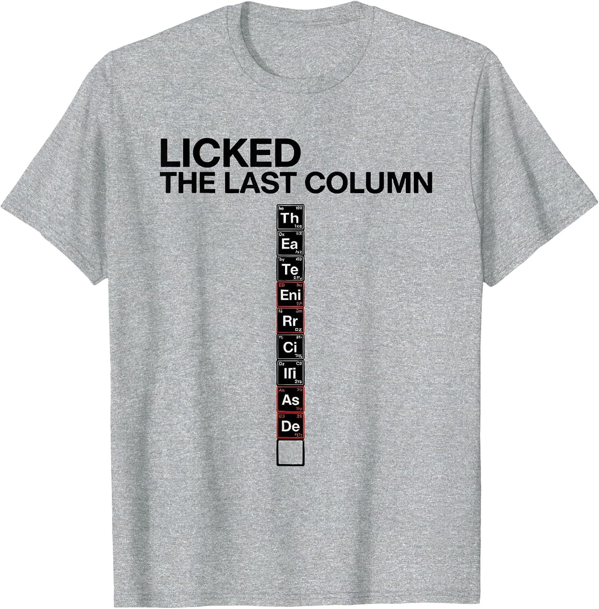 Men's Licked The Last Column Funny Periodic Table Science Teacher T-Shirt - Heather Grey