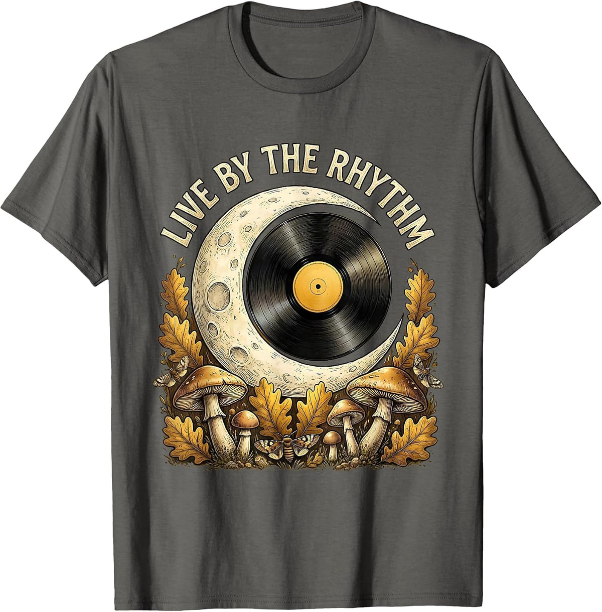 Live by the Rhythm Hip Hop Graphic Design T-Shirt - Asphalt Grey