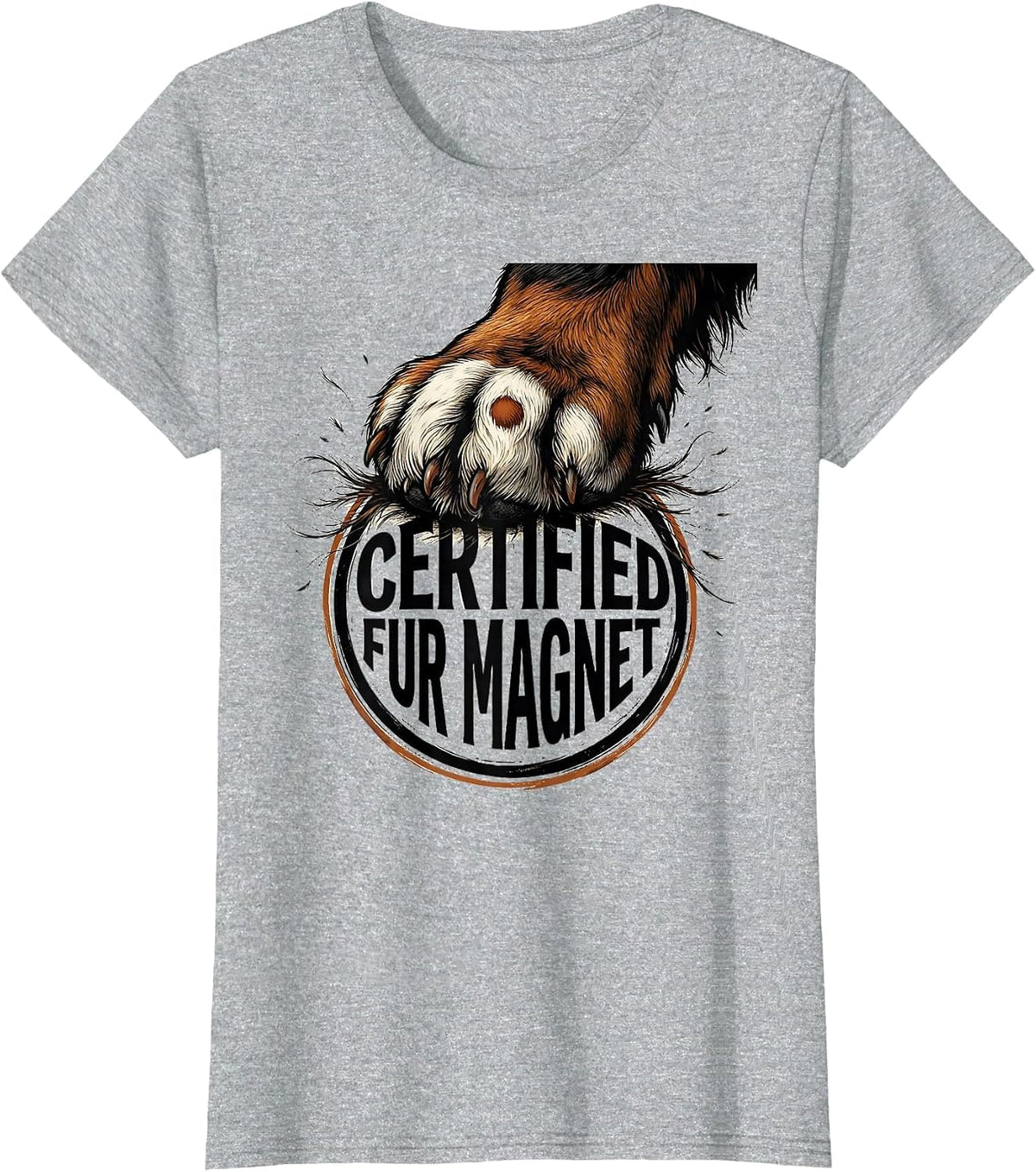 Women's Certified Fur Magnet Funny Bernese Mountain Dog Owner Pet T-Shirt - Heather Grey