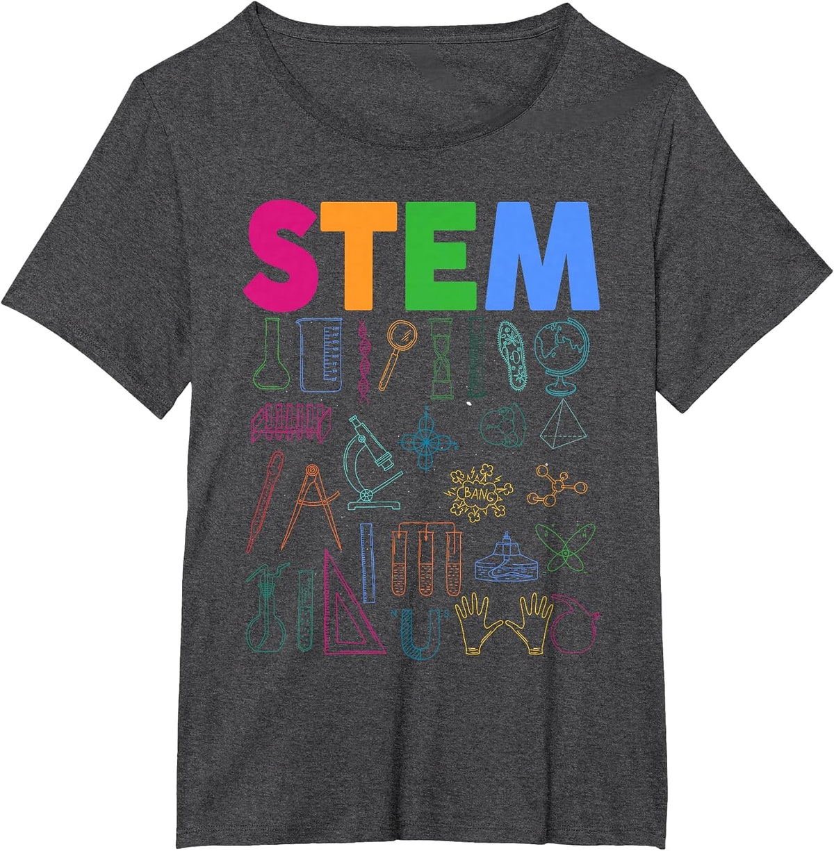 STEM Science Technology Engineering Math Teacher T-Shirt - Dark Heather Grey