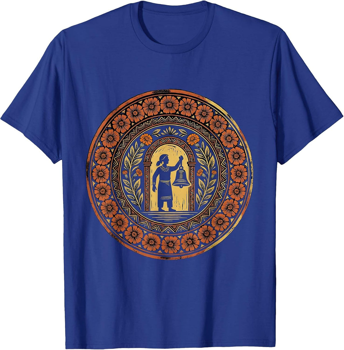 Spanish Teacher School Bell Doorway Illustration T-Shirt - Royal Blue