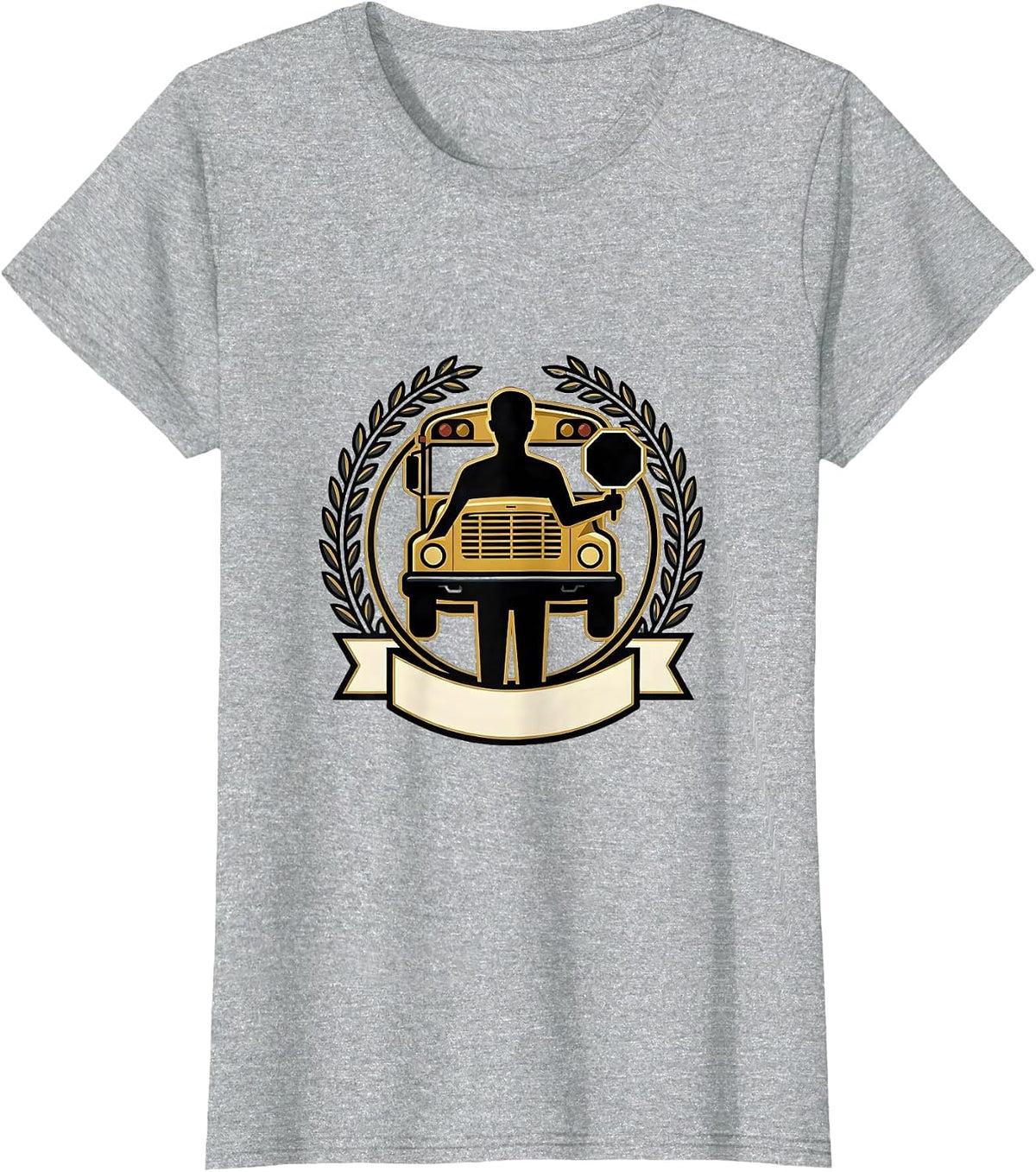 Women's School Bus Driver Crest Emblem Novelty Gift T-Shirt - Heather Grey