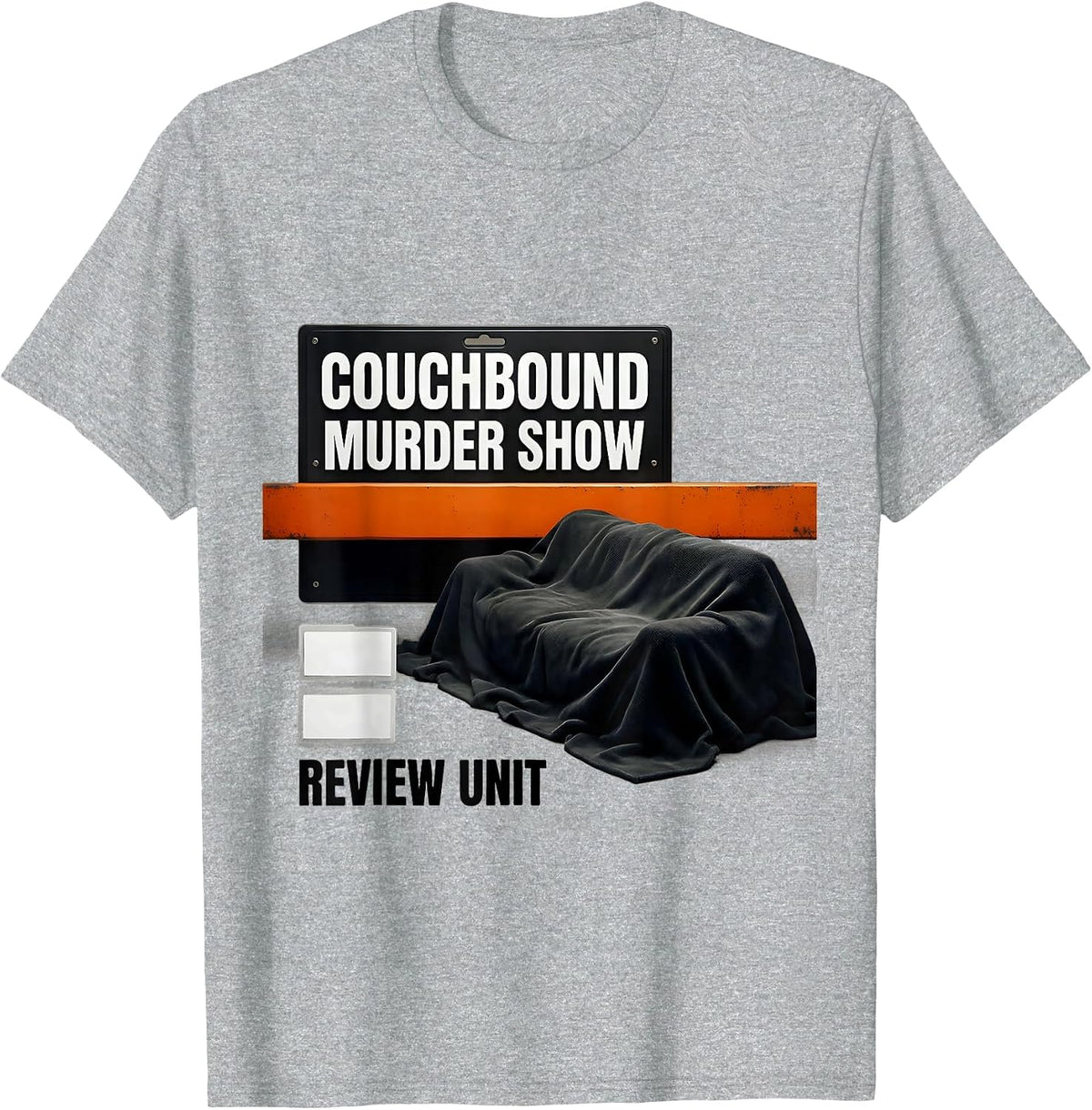 Men's Couchbound Murder Show Review Unit Funny True Crime Fan T-Shirt - Heather Grey