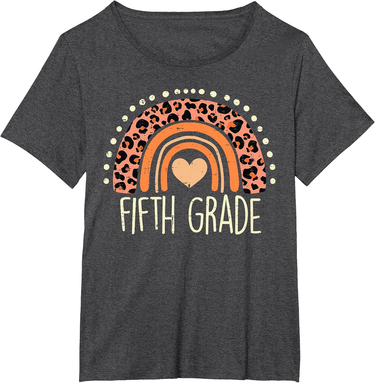 Fifth Grade 5th Rainbow First Day of School Teacher Girls T-Shirt - Dark Heather Grey