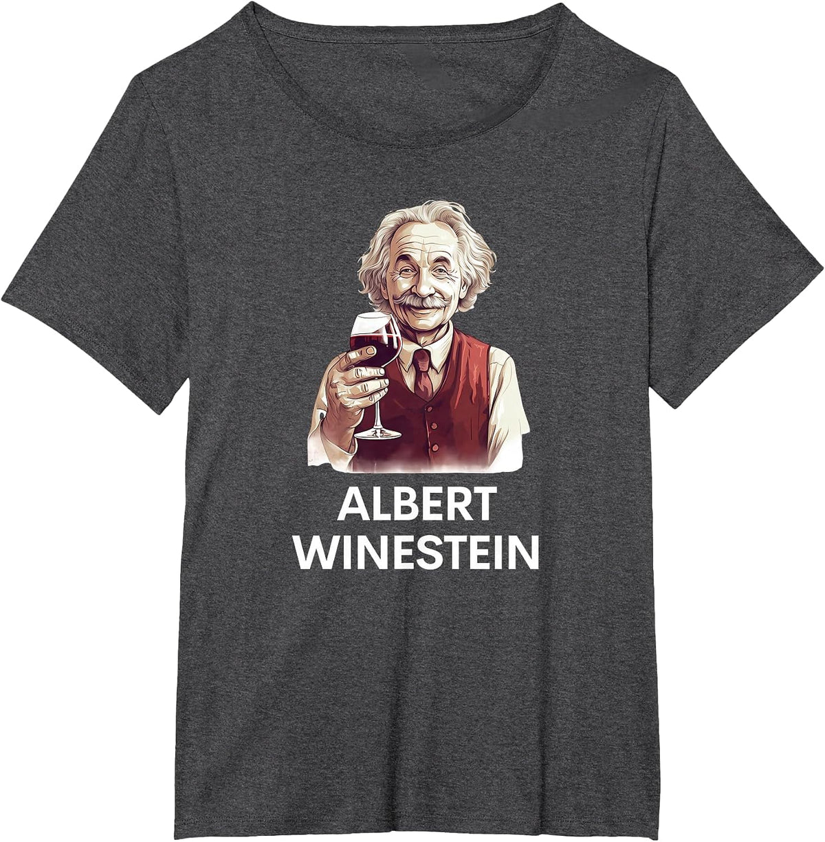 Wine Lover Funny Albert Winestein Physics Teacher T-Shirt - Dark Heather Grey