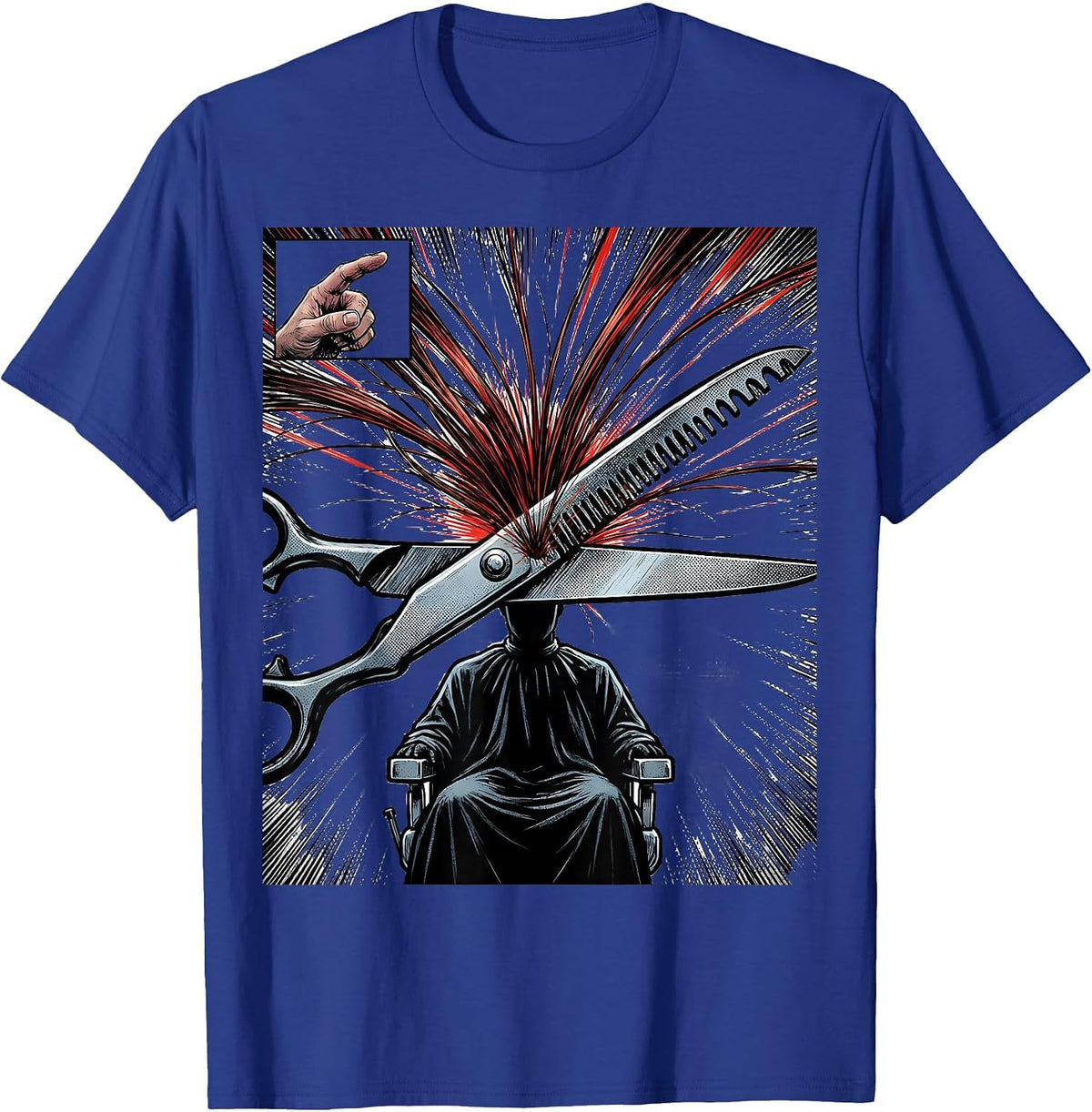 Oversized Shears Hairdresser Barber Comic Book Humor T-Shirt - Royal Blue