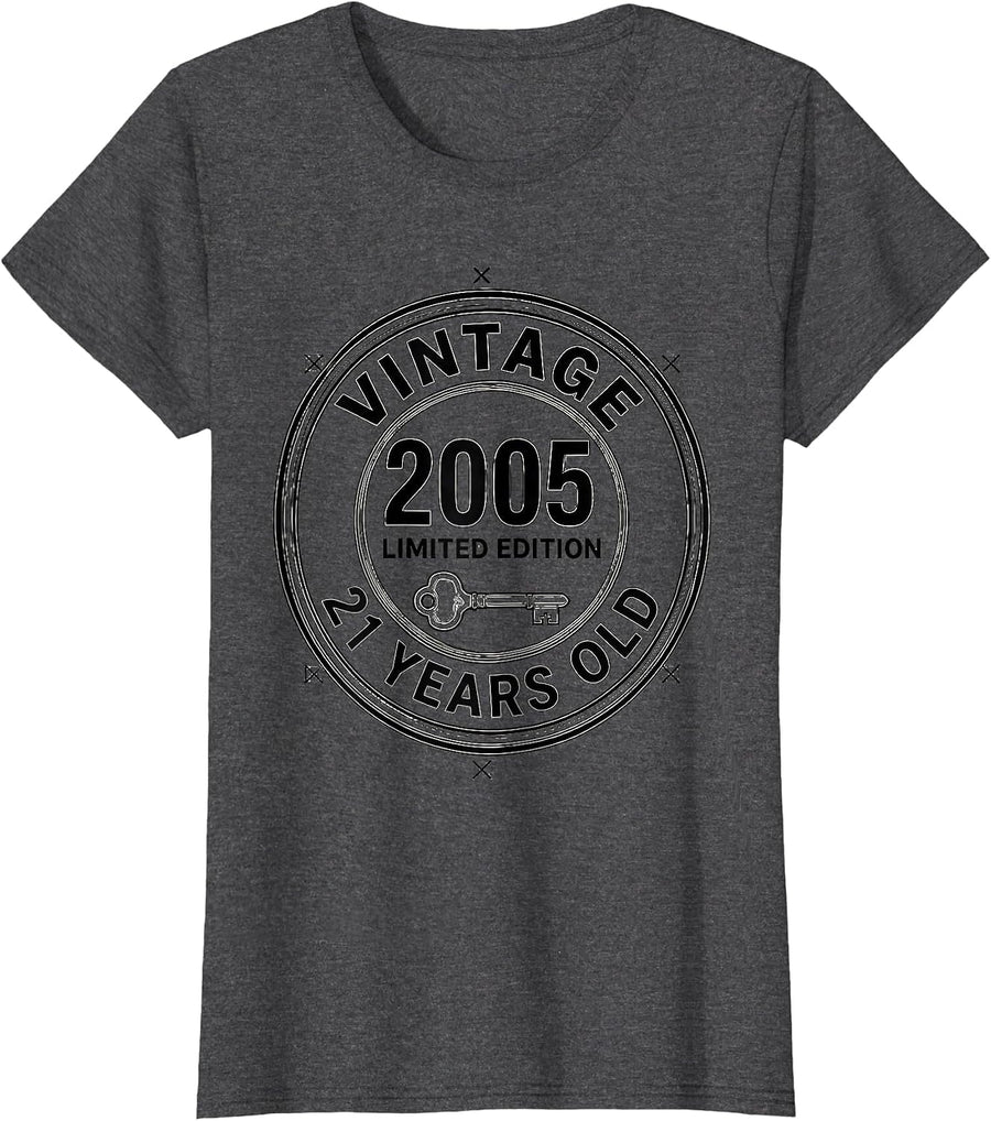 Women's Vintage 2005 Limited Edition 21 Years Old Birthday T-Shirt - Dark Heather Grey