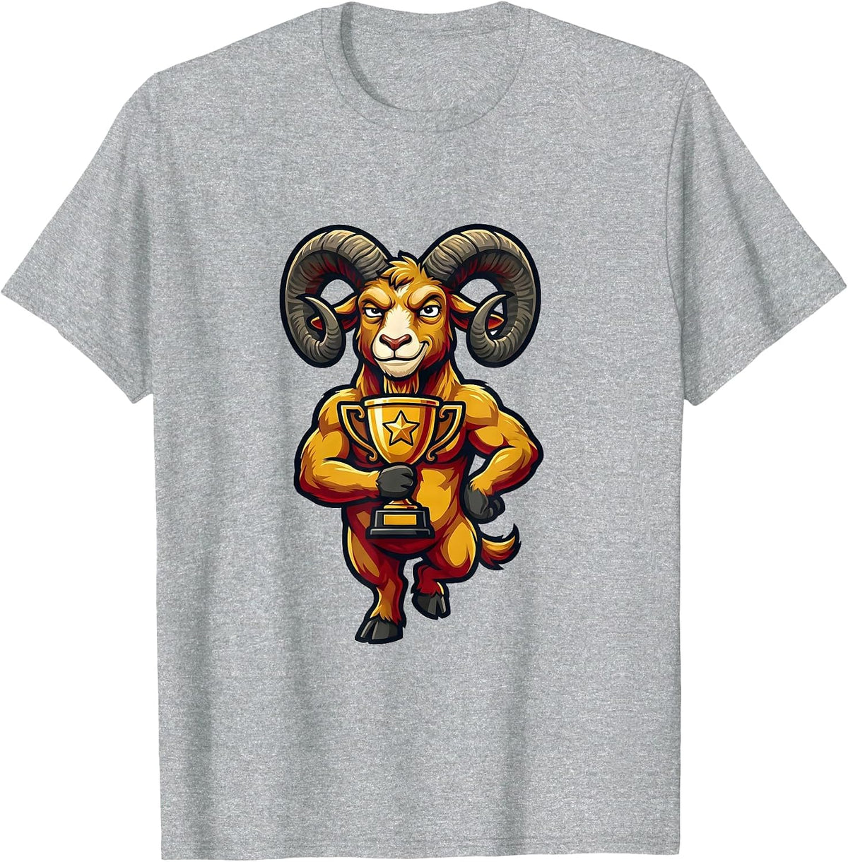 Men's GOAT Mascot Logo Sports Fan Farm Animal Humor T-Shirt - Heather Grey
