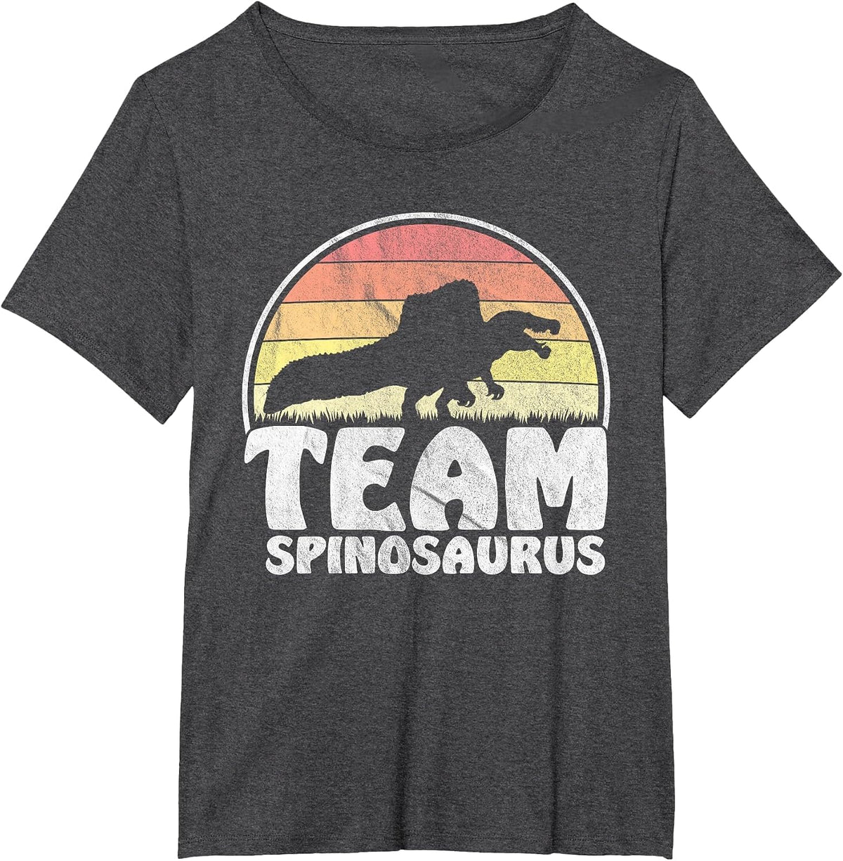 Team Spinosaurus - Retro Dinosaur Lovers Distressed T-Shirt - Dark Heather Grey
