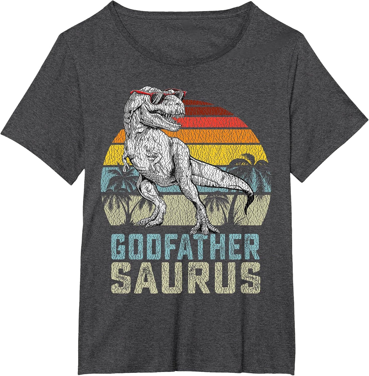 Godfathersaurus T Rex Dinosaur Godfather Saurus Family T-Shirt - Dark Heather Grey