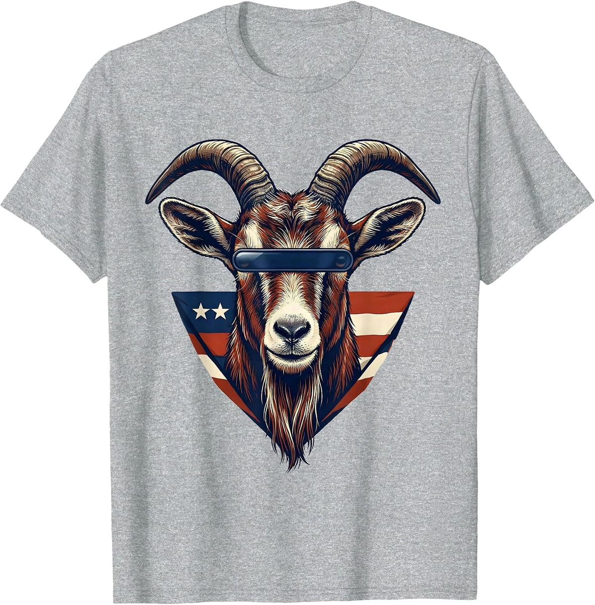 Men's Goat with Sunglasses Patriotic Animal Lover Humor T-Shirt - Heather Grey