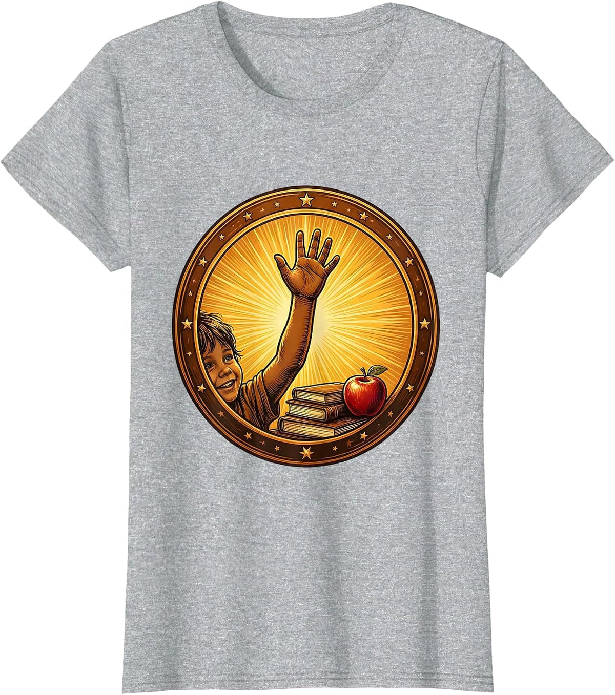 Women's 4th Grade Teacher Raised Hand Classroom Art T-Shirt - Heather Grey