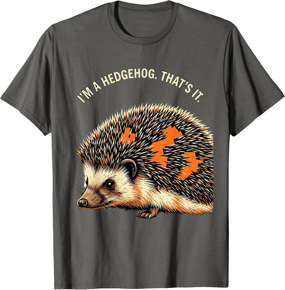 Men's I'm A Hedgehog That's It Stencil Graphic Halloween DIY T-Shirt - Asphalt Grey