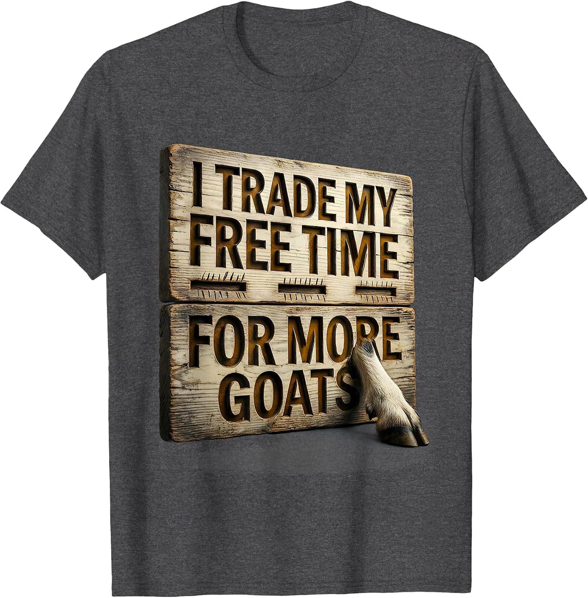 Men's I Trade My Free Time For More Goats Funny Goat Lover Farmer T-Shirt - Dark Heather Grey