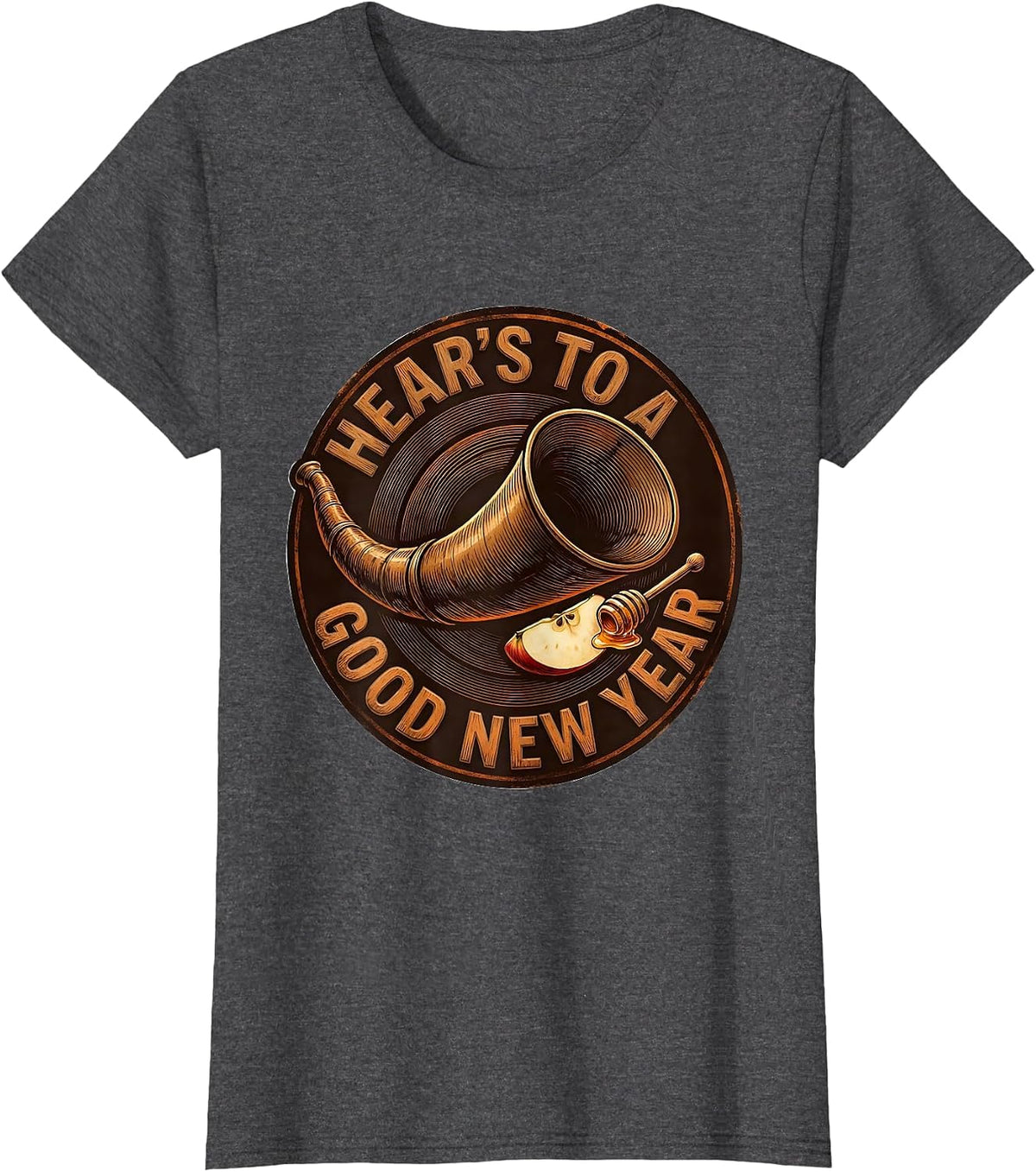 Women's Hear's To A Good New Year Funny Rosh Hashanah Jewish New T-Shirt - Dark Heather Grey