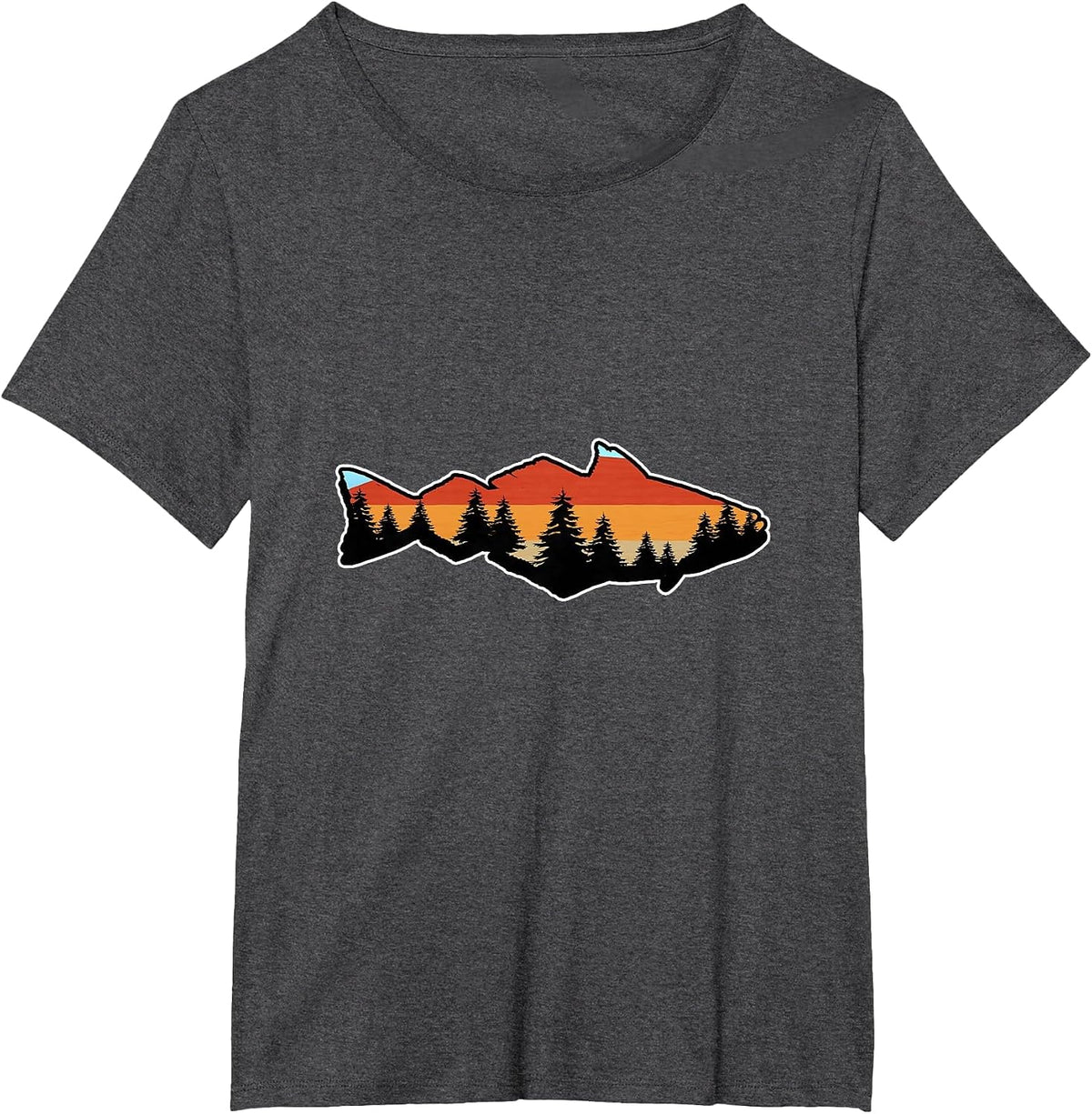 Fishing Fish Sihouette Bass Walleye Fisherman Angling T-Shirt - Dark Heather Grey