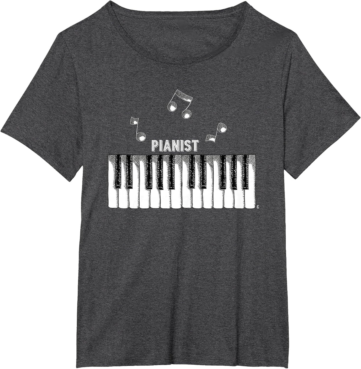 Distressed Vintage Piano Keys Pianist Keyboardist T-Shirt T-Shirt - Dark Heather Grey