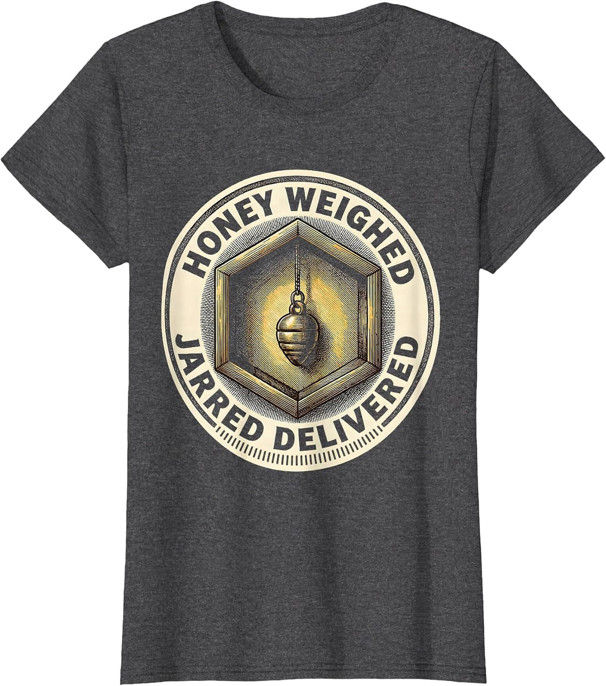 Women's Honey Weighed Jarred Delivered Funny Beekeeper Beekeeping T-Shirt - Dark Heather Grey