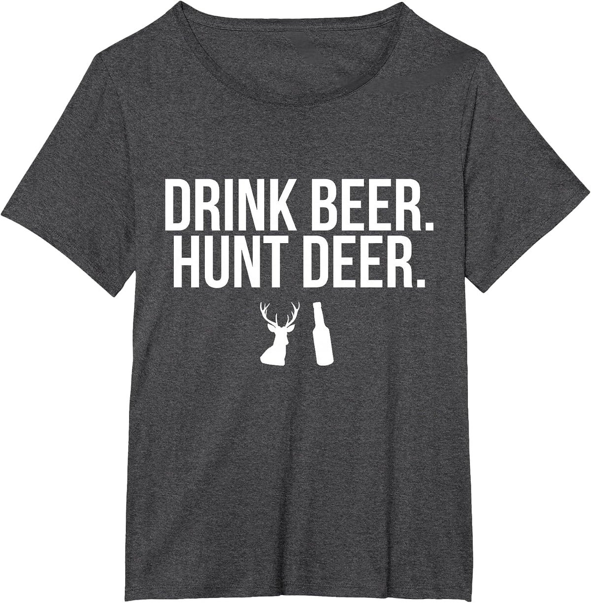 Drink Beer Hunt Deer Funny Drinking Hunting Outdoors T-Shirt - Dark Heather Grey