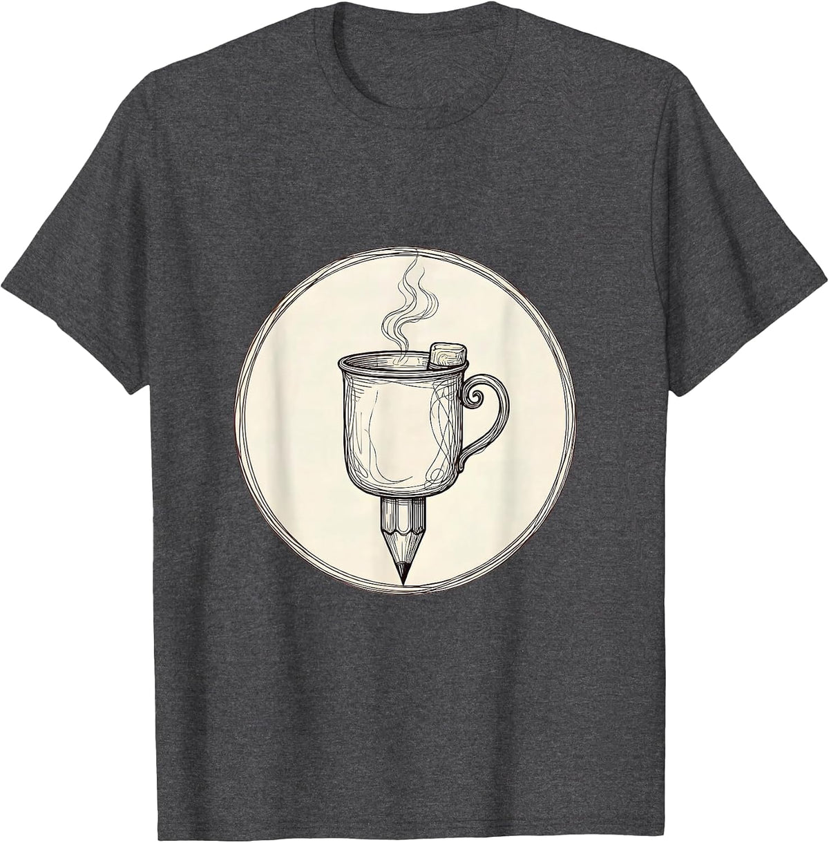 Elementary Teacher Pencil Coffee Mug Graphic T-Shirt - Dark Heather Grey