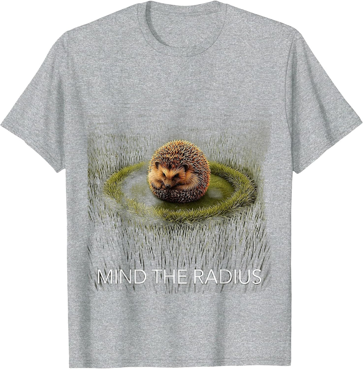Men's Mind The Radius Cute Hedgehog Animal Lover Humor T-Shirt - Heather Grey
