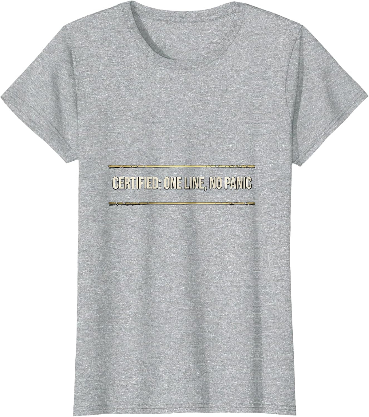 Certified: One Line, No Panic Thin Gold Line 911 Dispatcher T-Shirt - Heather Grey