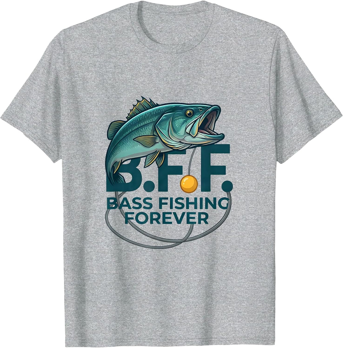 Men's B.F.F. Bass Fishing Forever Funny Fisherman Angler Gift T-Shirt - Heather Grey
