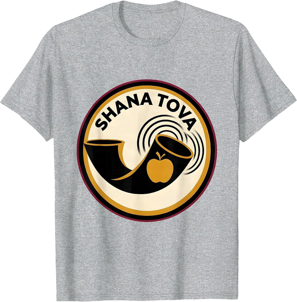 Men's Shana Tova Geometric Jewish New Year Apple Honey Shofar T-Shirt - Heather Grey