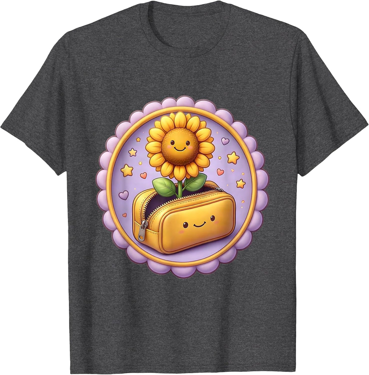 Sunflower Pencil Case Elementary Teacher Gift T-Shirt - Dark Heather Grey