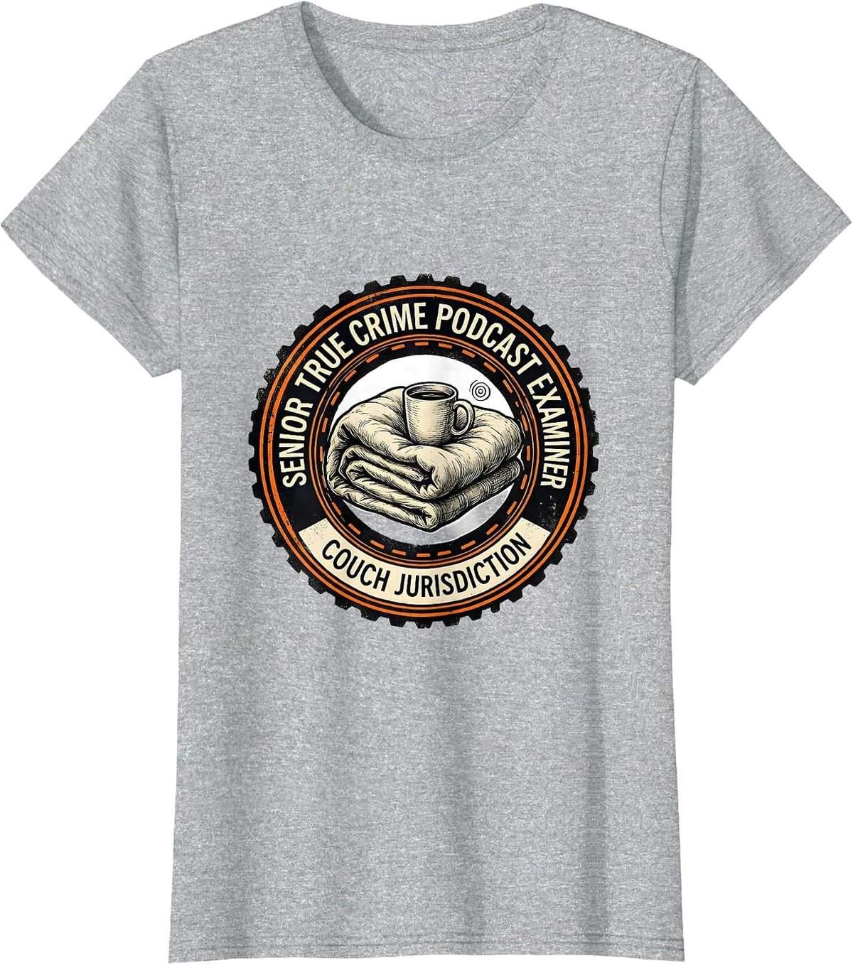 Senior True Crime Podcast Examiner, Couch Jurisdiction T-Shirt - Heather Grey