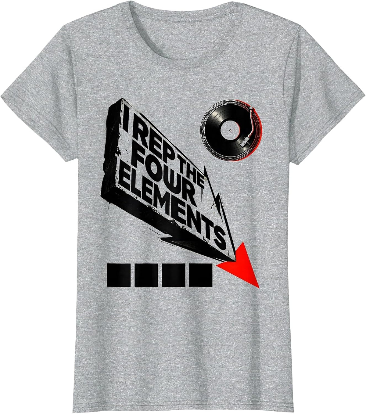 I Rep The Four Elements Constructivist Graffiti Hip Hop Rap T-Shirt - Heather Grey