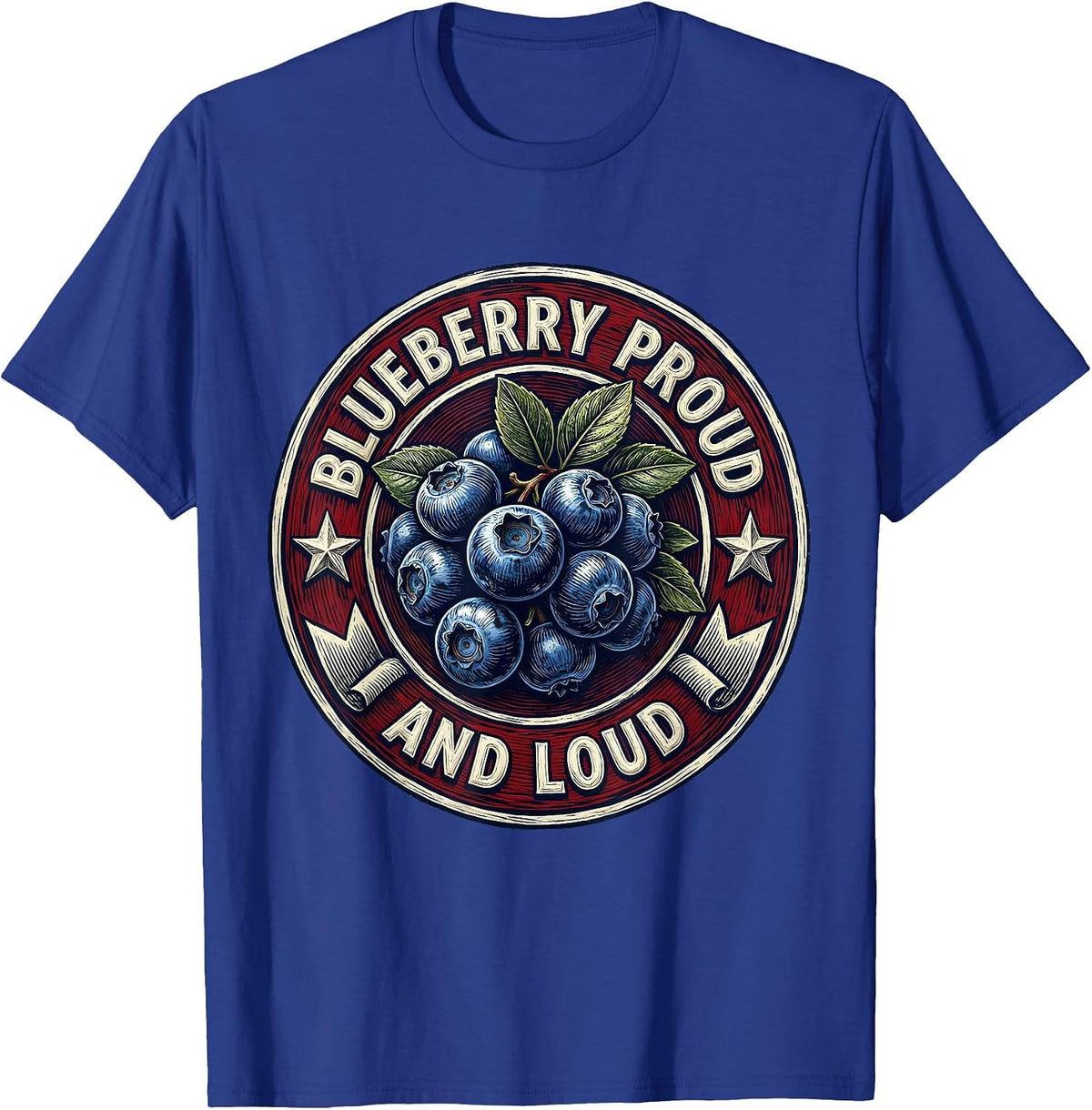 Blueberry Proud and Loud Red White and Blue Design T-Shirt - Royal Blue