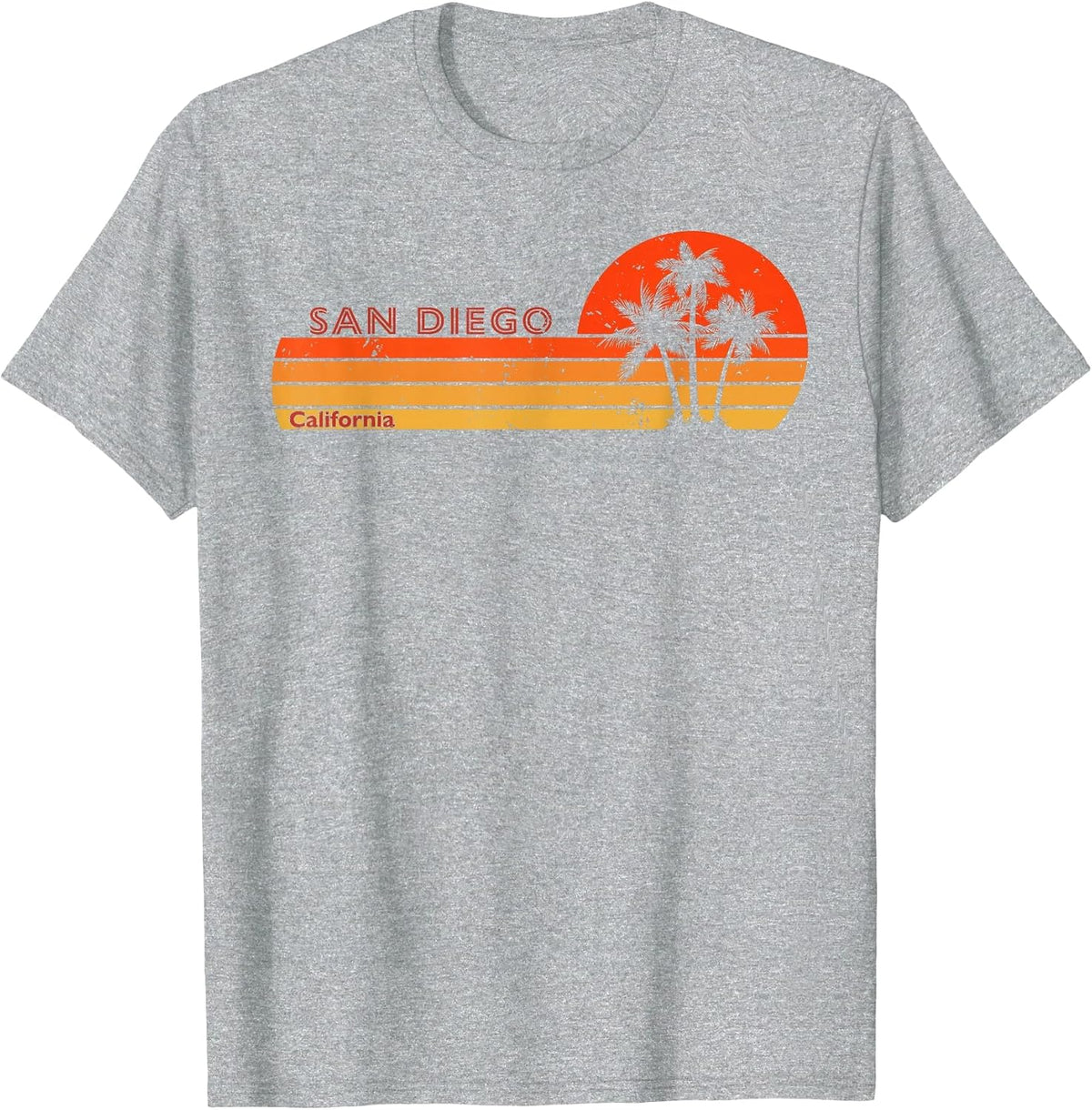 San Diego California Retro Vintage Sunset T-Shirt - Heather Grey