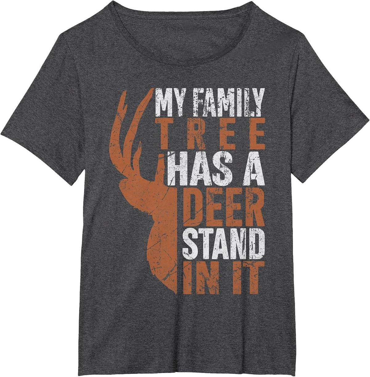 My Family Tree Has A Deer Stand in It Hunting Hunter Dad T-Shirt - Dark Heather Grey