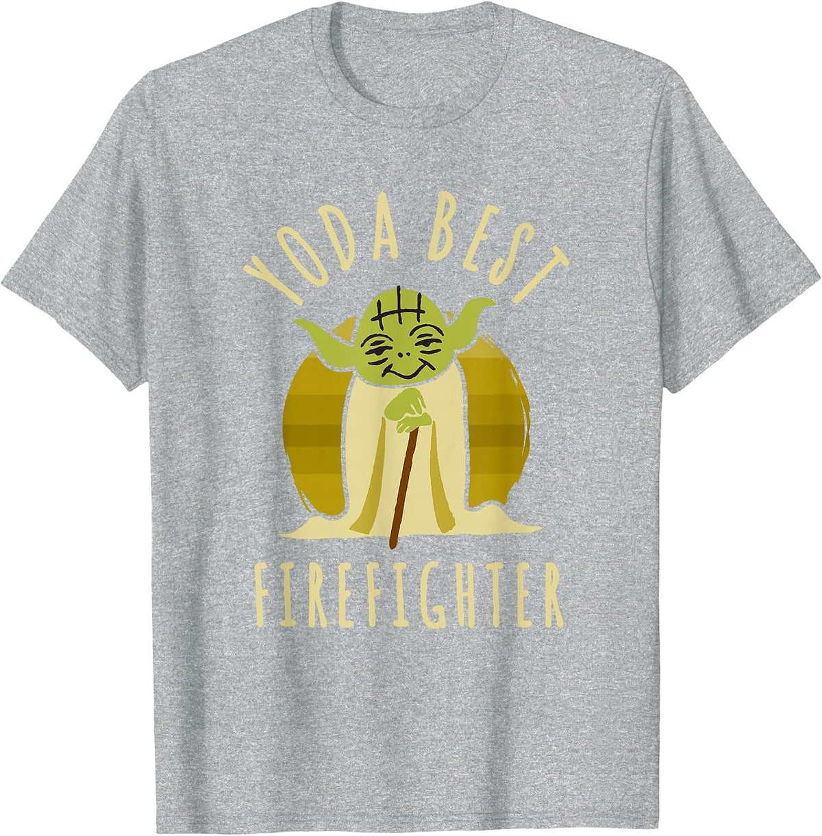 Star Wars Classic Yoda Best Firefighter Vintage Chibi Yoda T-Shirt - Heather Grey