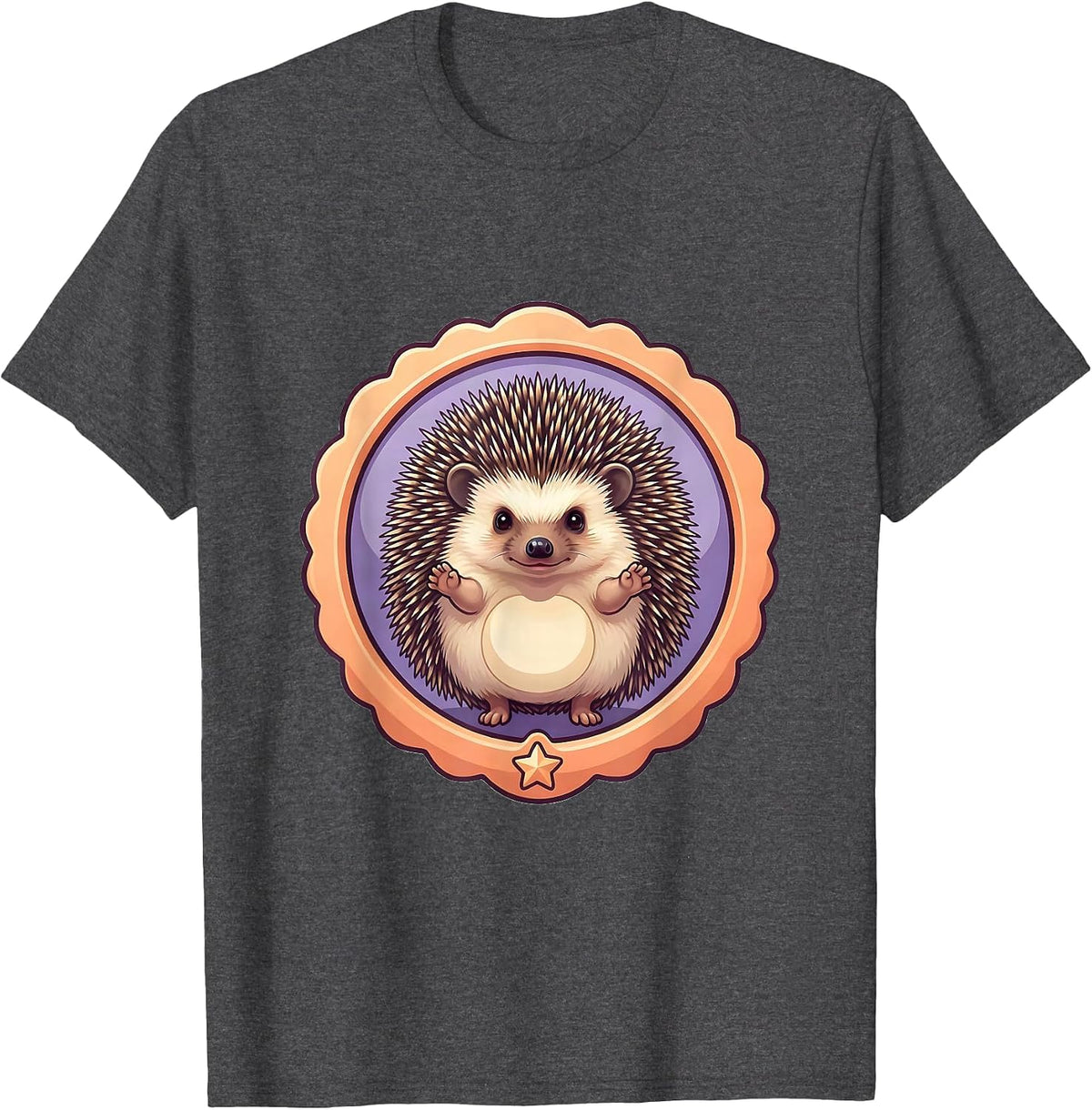 Cute Hedgehog Badge Ring Kawaii Animal Lover Gift T-Shirt - Dark Heather Grey
