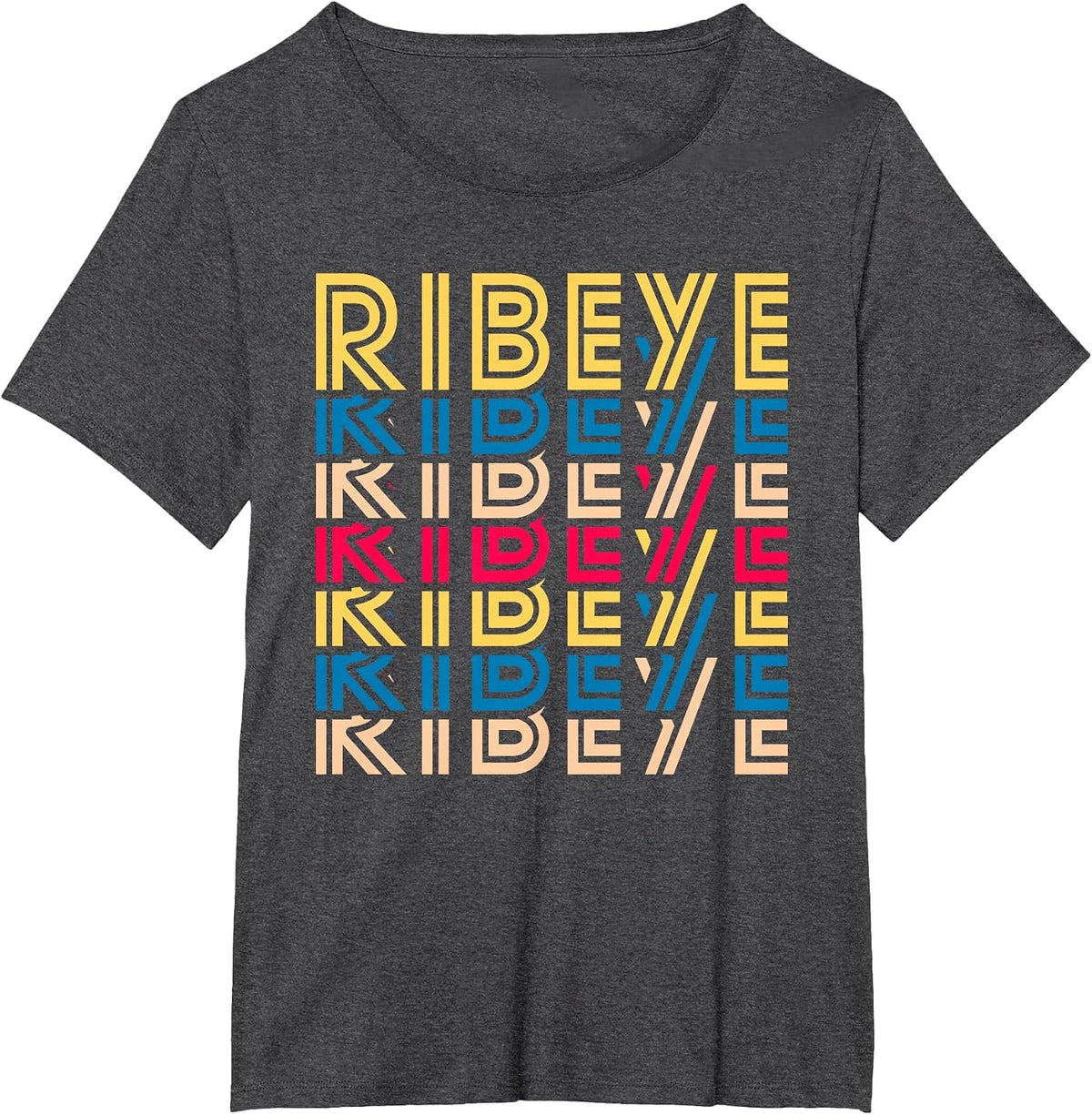 Ribeye Retro Vintage Funny Steak Meat Keto Diet Foodie T-Shirt - Dark Heather Grey