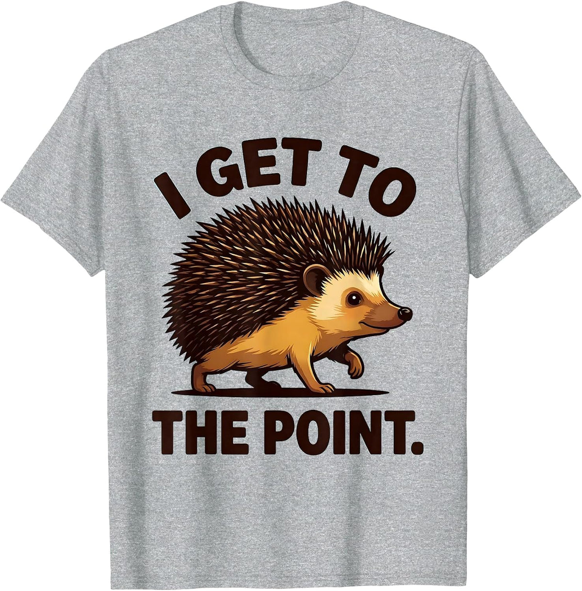 Men's I Get To The Point Cartoon Hedgehog Funny Animal Lover Humor T-Shirt - Heather Grey