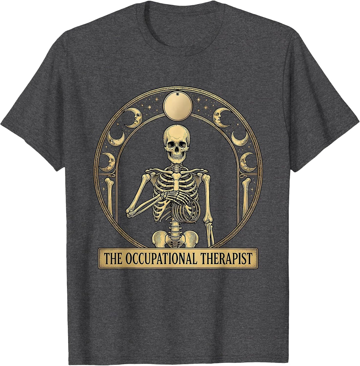The Occupational Therapist Mystic Tarot Skeleton Halloween T-Shirt - Dark Heather Grey