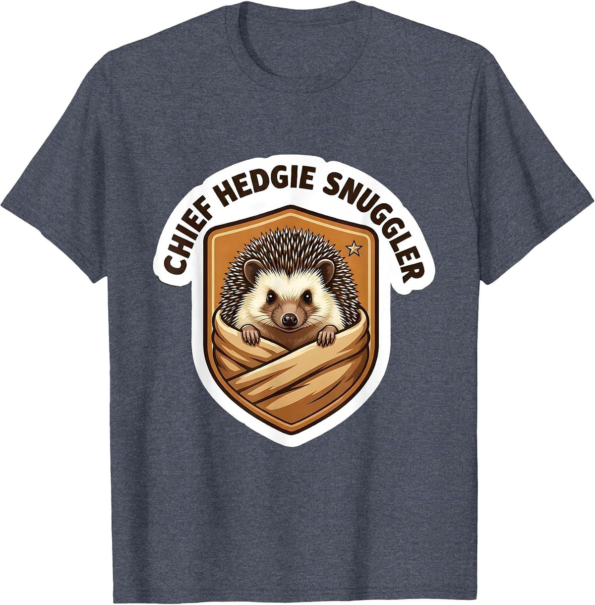 Chief Hedgie Snuggler Cute Hedgehog Pet Lover Humor T-Shirt - Heather Blue