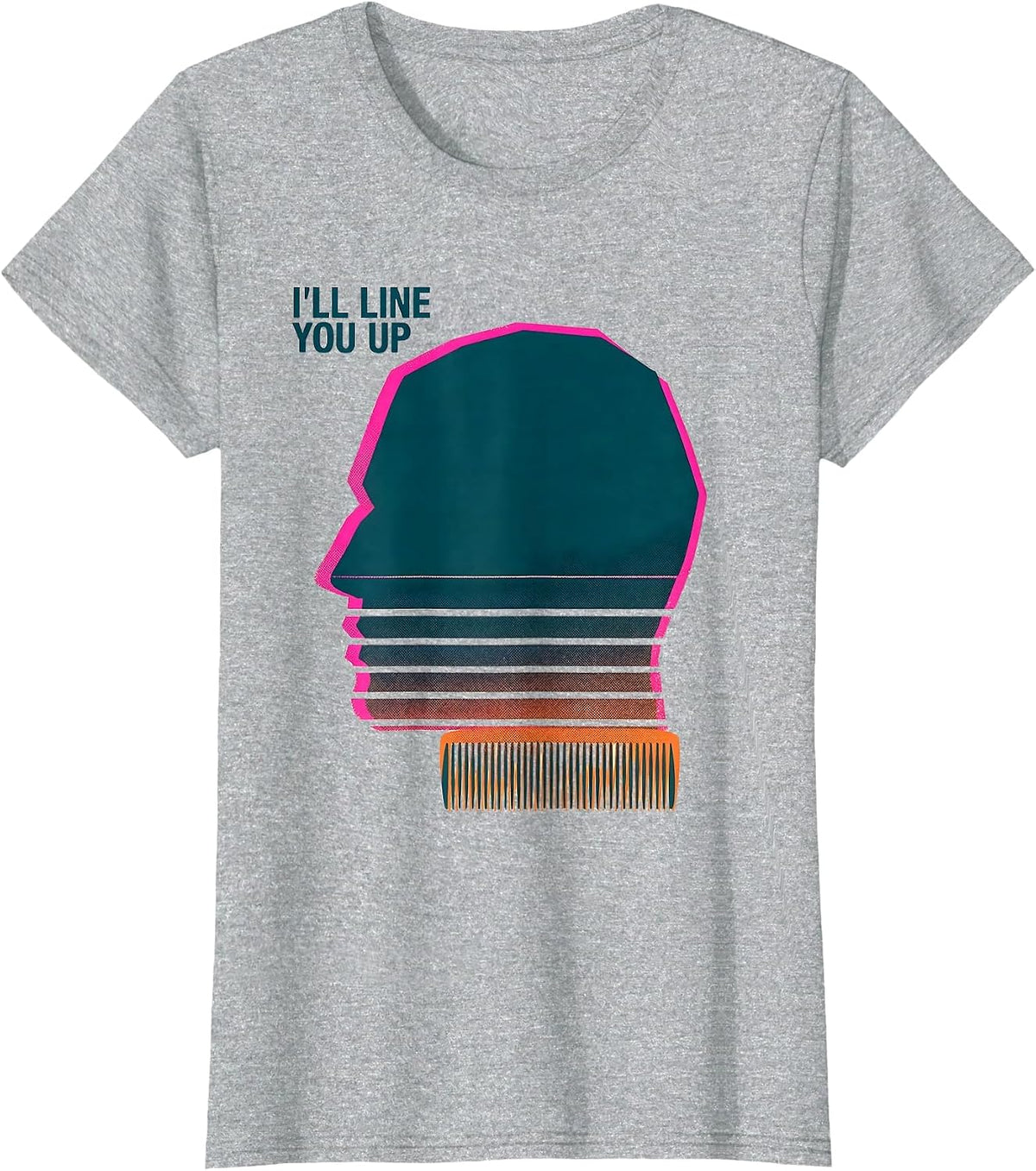 Women's I'll Line You Up Risograph Barber Hairstylist Humor Gift T-Shirt - Heather Grey